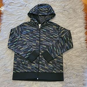 Xersion boys gray,‎ yellow and teal hooded zip up sweatshirt size medium